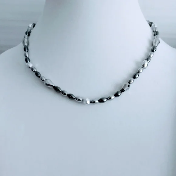 Ladies Handmade Silver/Hematite Necklace - Picture 1 of 4